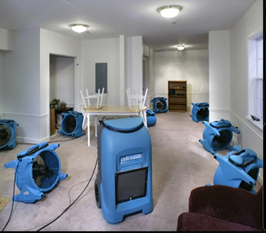 Air movers and dehumidifier setup for Water Extraction & Removal in Largo